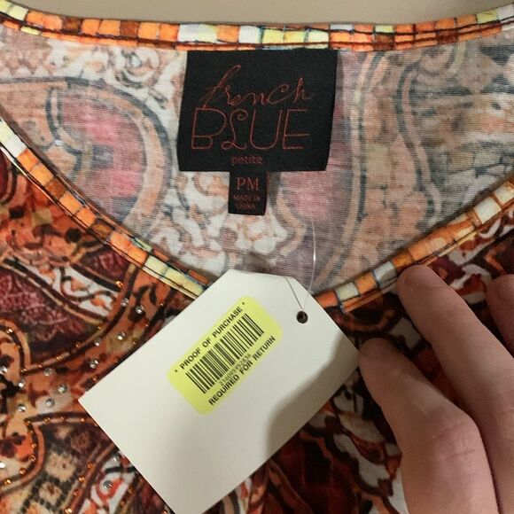 NWT French Blue Women’s Shirt Size MP Orange/White - Picture 5 of 5